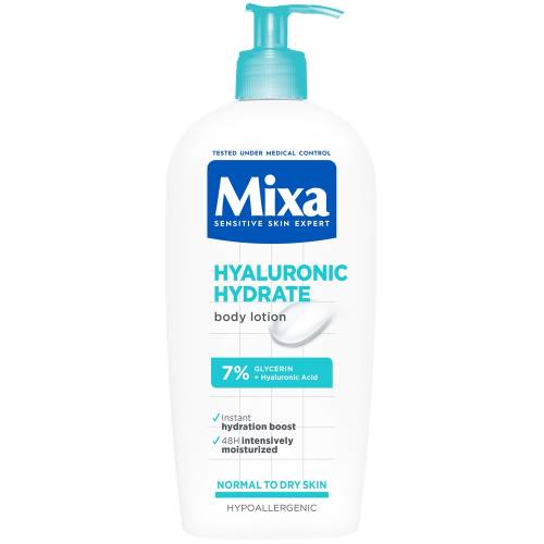 Lotiune de corp intens hidratanta pentru piele normala spre uscata Hyaluronic Hydrate, 400ml, Mixa