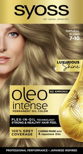 Vopsea de par fara amoniac Color Oleo 7-10 blond natural, 115ml, Syoss