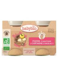Piure de mere si castane Bio, 2 x 130g, BabyBio