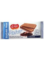Napolitane cu crema de cacao fara zahar, 45g, Lago