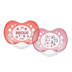 Set suzete anatomice din silicon 18 luni+ Animale Amuzante Fetite A71, 2 bucati, Dodie