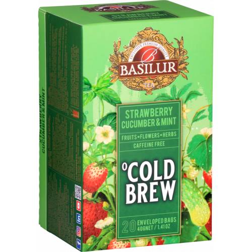 Ceai asortat Cold Brew Strawberry & Cucumber & Mint, 20 plicuri, Basilur