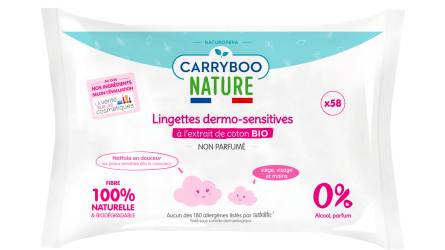 Servetele umede hipoalergenice fara parfum si cu extract de bumbac, 58 bucati, Carryboo
