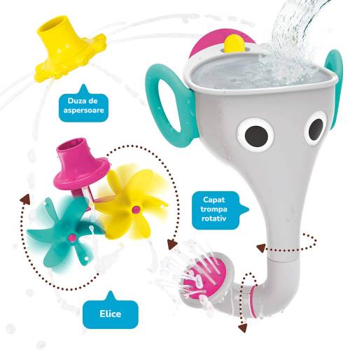 Jucarie Elefant cu stropitoare pentru baie 18 luni+ Gri 40206, 1 bucata, Yookidoo