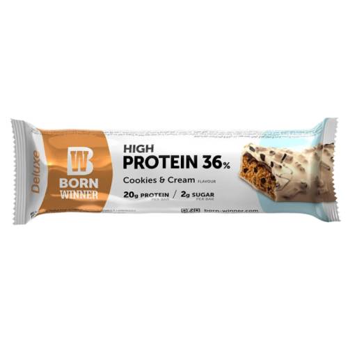 Baton proteic cu biscuiti si crema Deluxe, 55g, Born Winner