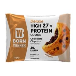 Prajitura proteica cu chips de ciocolata Deluxe, 75g, Born Winner