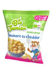 Pufuleti Inimioare Cheddar Bio, 50g, Bio Junior